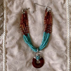 GRAZIANO ANTIQUE SEMI PRECIOUS GEM & BEADS NECKLACE